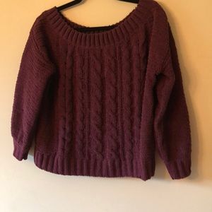 Burgundy chunky knit super soft weave sweat